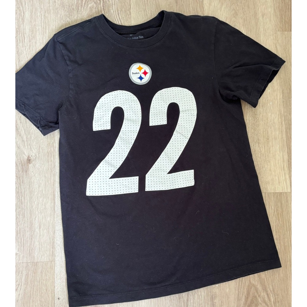 Nike Pittsburgh Steelers Mens Small Black Graphic T-Shirt Number 22 Logo Tee